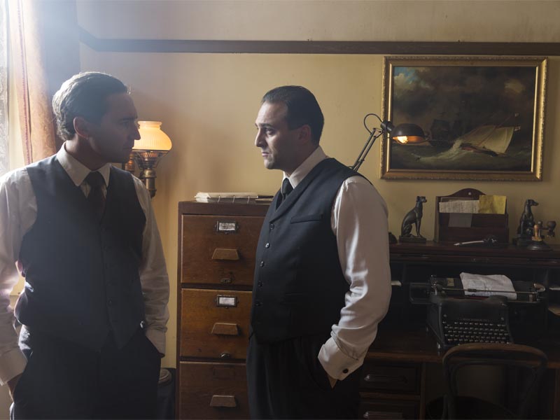 Paolo Rotondo as Johnny Torrio, Michael Kotsohilis as Al Capone - Making of the Mob: Chicago _ Season 2, Episode 2 -- Photo Credit: Richard Brimer/AMC