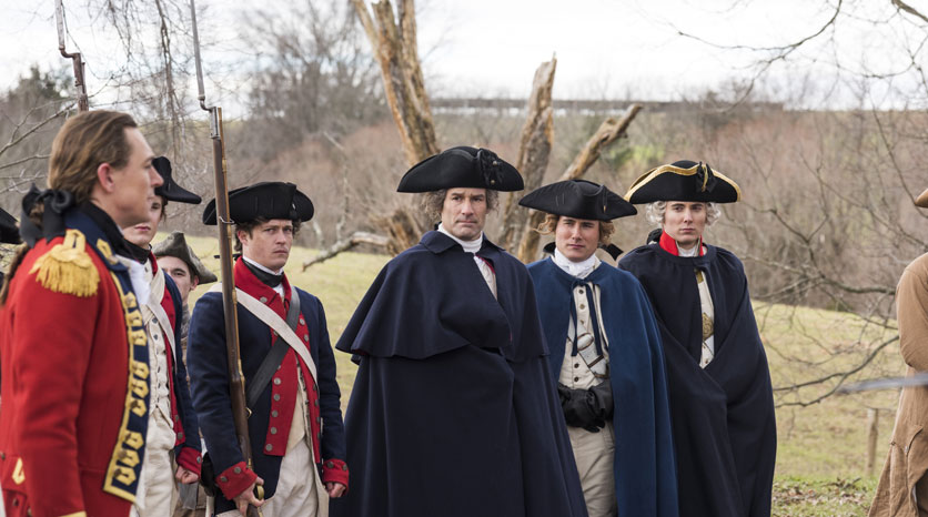 John André (JJ Feild), George Washington (Ian Kahn), Alexander Hamilton (Sean Haggerty) and Marquis de Lafayette (Brian Wiles) Episódio 10 Foto de Antony Platt/AMC