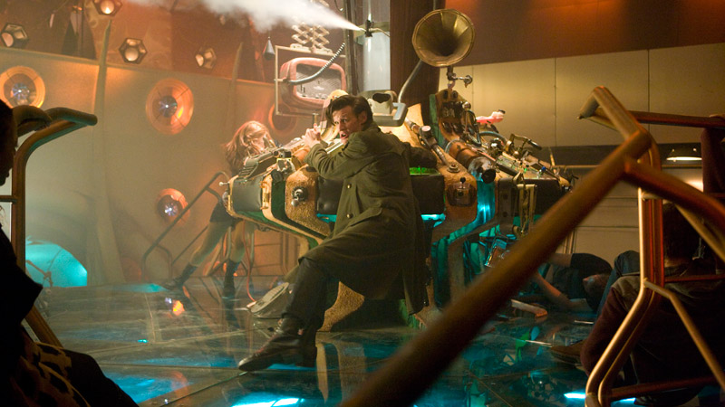 The TARDIS spins out of control