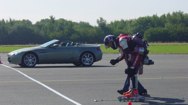 Richard and Dirk Auer line up to drag race.