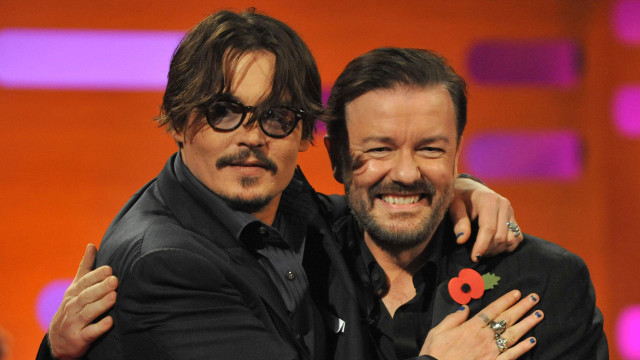 Johnny Depp and Ricky Gervais are all loved up on Graham's famous red couch.