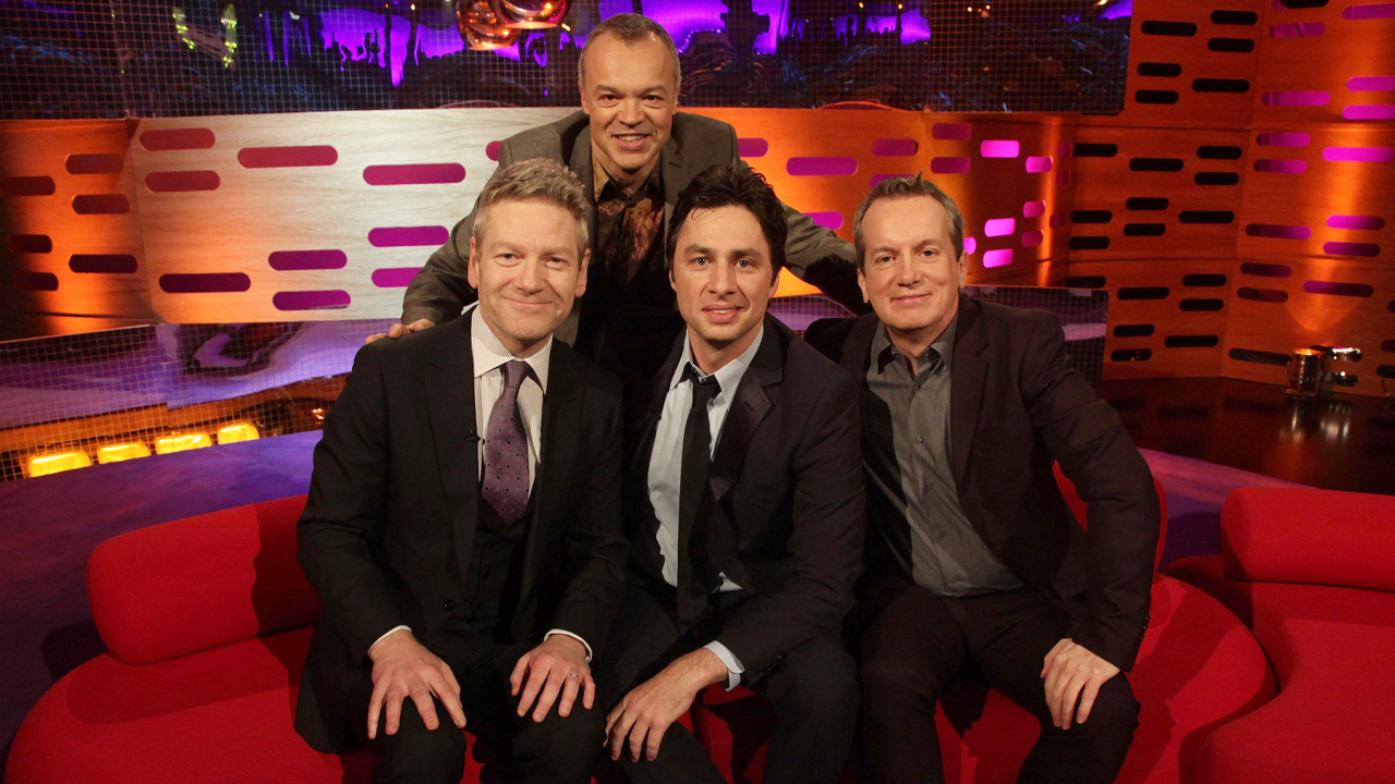 Graham's triple threat: Oscar-nominated actor/director Kenneth Branagh, actor Zach Braff and comedian Frank Skinner.