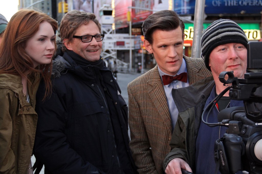 Matt Smith and Karen Gillan get in on the action in Times Square, New York City while filming an upcoming episode of 'Doctor Who.'
