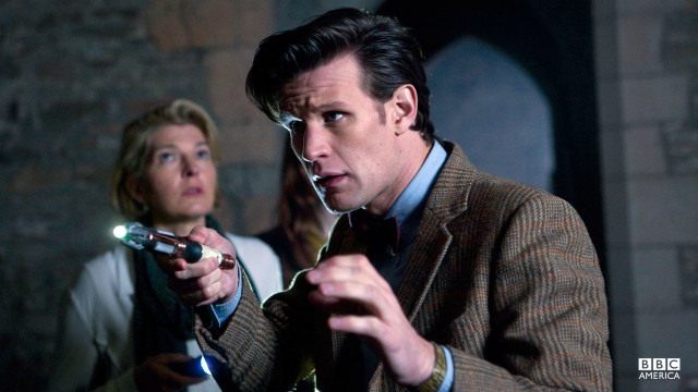 The Doctor uses his sonic screwdriver.