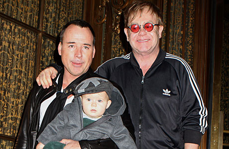 David Furnish and Sir Elton John, and their son Zachary in 2011 (AP Pictures)