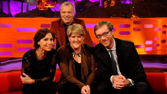 Minnie Driver, Stephen Merchant, and Clare Balding join Graham this week.