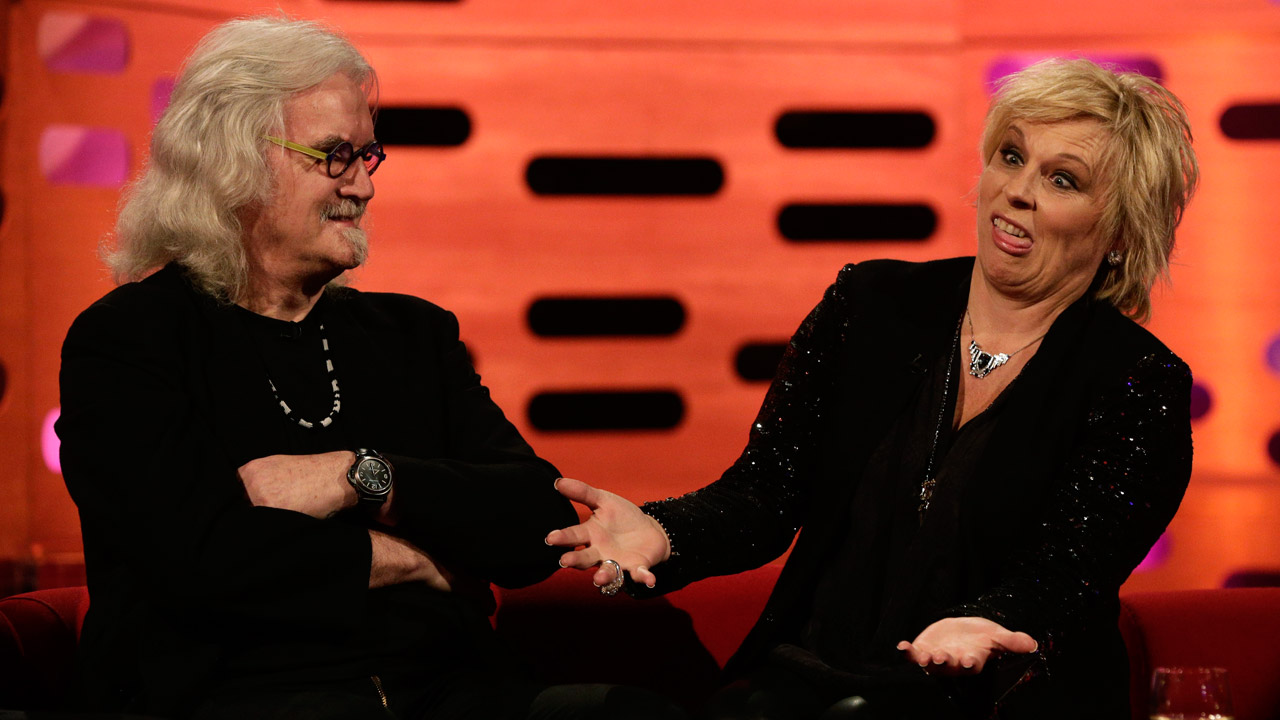 Comedic legends Jennifer Saunders and Billy Connolly play off each other.