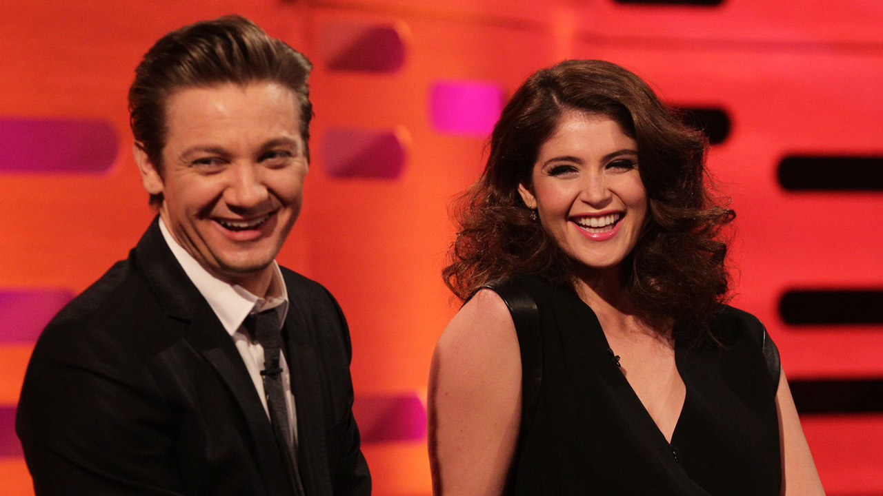 Former co-stars Jeremy Renner and Gemma Arterton reunite on Graham's couch.