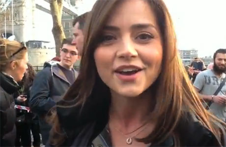 Jenna-Louise Coleman on set at the Tower of London
