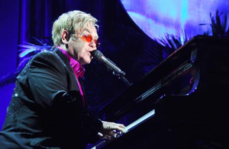 Sir Elton John at The Breast Cancer Research Foundation's 2013 Hot Pink Party held at Waldorf Astoria, NYC on April 17, 2013. (Sipa via AP Images)