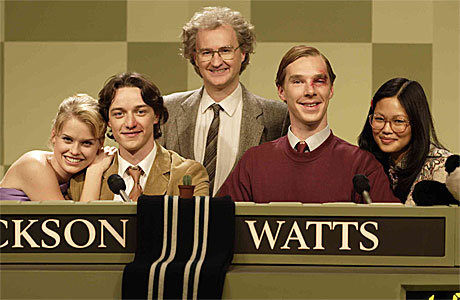 Alice Eve, James McAvoy, Mark Gatiss, Benedict Cumberbatch and Elaine Tan in 'Starter for 10'