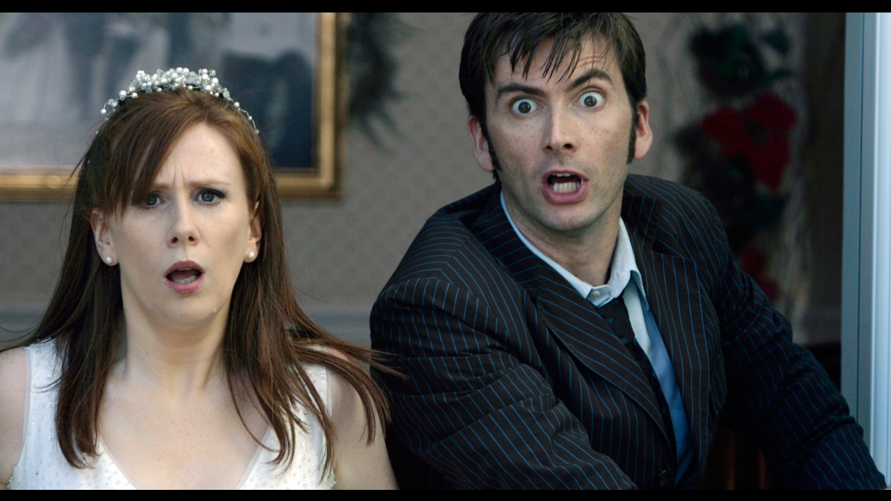 2006: THE RUNAWAY BRIDE
What Happened? No sooner has The Doctor said a tear-stained farewell to Rose Tyler than he finds himself face-to-face with a woman, played by comedienne Catherine Tate, dressed in a fluffy white wedding frock. Who is she? Who is she supposed to be marrying? And how did she get on board the TARDIS?