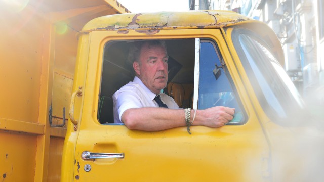Jeremy Clarkson driving his Isuzu TXD lorry through the streets of Yangon in Burma