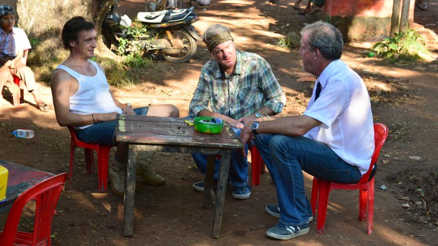 Jeremy Clarkson, James May and Richard Hammond have a pit stop whilst heading north through Burma