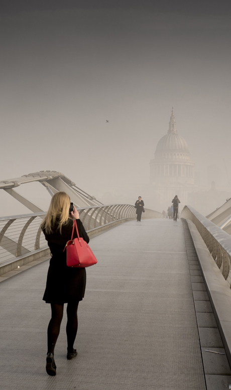 Heavy Fog over the Millenium Bridge, River Thames Fog in London, Britain - 13 Mar 2014 (Rex Features via AP