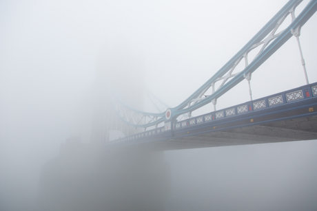 Thick fog shrouds Tower Bridge Fog in London, Britain - 13 Mar 2014 (Rex Features via AP Images)