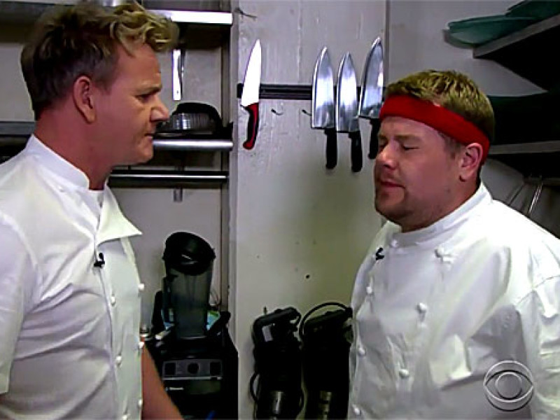 Watch James Corden And Gordon Ramsay In Hells Cafeteria