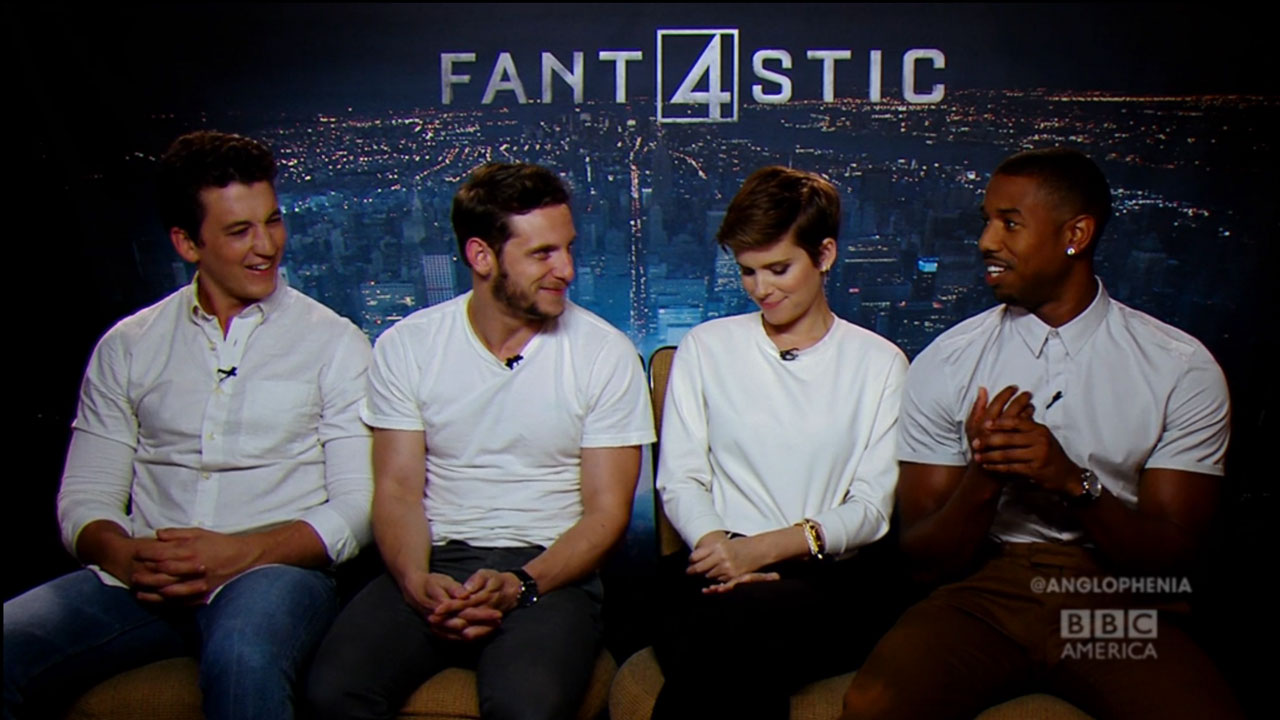 The 'Fantastic Four' cast Miles Teller, Jamie Bell, Kate Mara, and Michael B. Jordan.