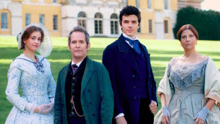 Stefanie Martini, Tom Hollander, Harry Richardson and Rebecca Front in Doctor Thorne.