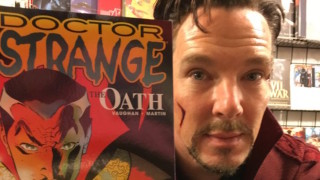 Benedict Cumberbatch visits a comic book store dressed as Doctor Strange