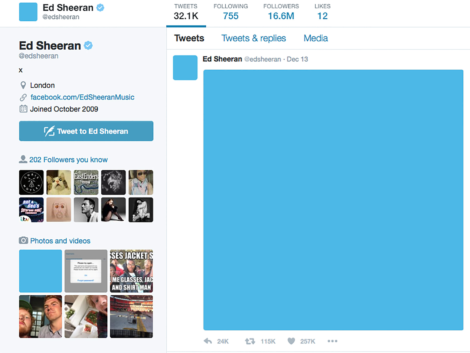 @edsheeran on Twitter and @teddysphotos on Instagram
