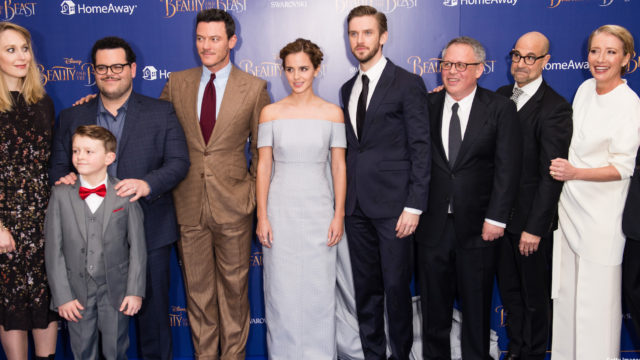 (L-R) Hattie Morahan, Nathan Mack Josh Gad, Luke Evans, Emma Watson Dan Stevens, Bill Condon, Stanley Tucci and Emma Thompson attend the UK Premiere of "Beauty And The Beast" in London on February 23, 2017. (Photo: Getty Images)