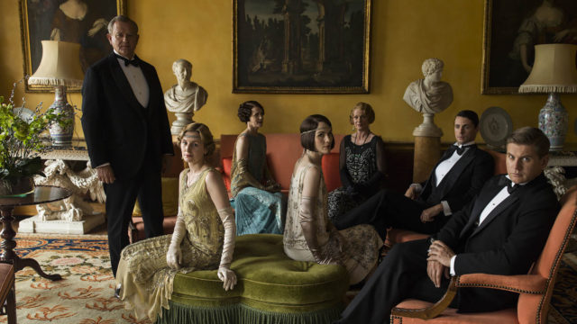 The 'Downton Abbey' cast on-set. (Photo: PBS)