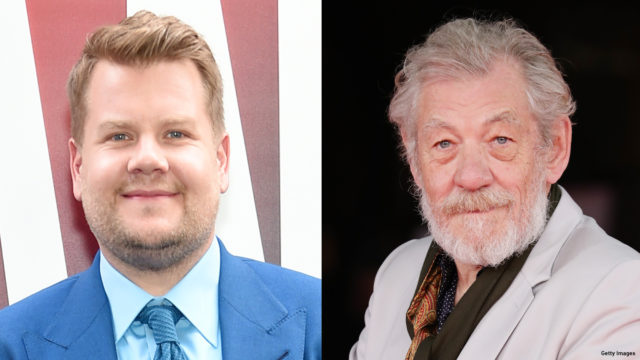 Composite image of James Corden and Sir Ian McKellen