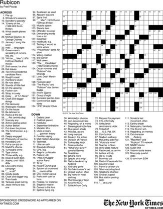 Blogs Rubicon New York Times Crossword Puzzle for Rubicon Now on