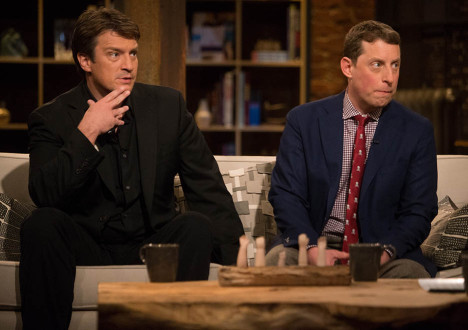 Nathan Fillion and Scott M. Gimple (The Walking Dead Executive Producer, Writer) in Episode 1 of The Talking Dead
