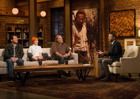 Doug Benson, Hayley Williams, Greg Nicotero (The Walking Dead Executive Producer, Special FX Makeup Designer) and Chris Hardwick in Episode 2 of The Talking Dead