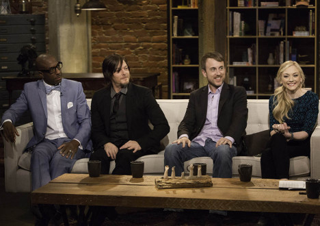 JB Smoove, Norman Reedus (Daryl Dixon), Julius Ramsay (The Walking Dead Season 4 Episode 12 Director) and Emily Kinney (Beth Greene) in Episode 12