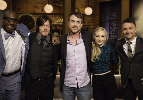 JB Smoove, Norman Reedus (Daryl Dixon), Julius Ramsay (The Walking Dead Season 4 Episode 12 Director), Emily Kinney (Beth Greene) and Chris Hardwick in Episode 12