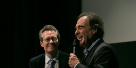 UntoldHistoryScreening Director Oliver Stone, right, speaks at the DOC NYC screening of an unaired prologue to his series THE UNTOLD HISTORY OF THE UNITED STATES.