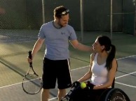 Sparks fly between Mia and Barak during a casual game of tennis.