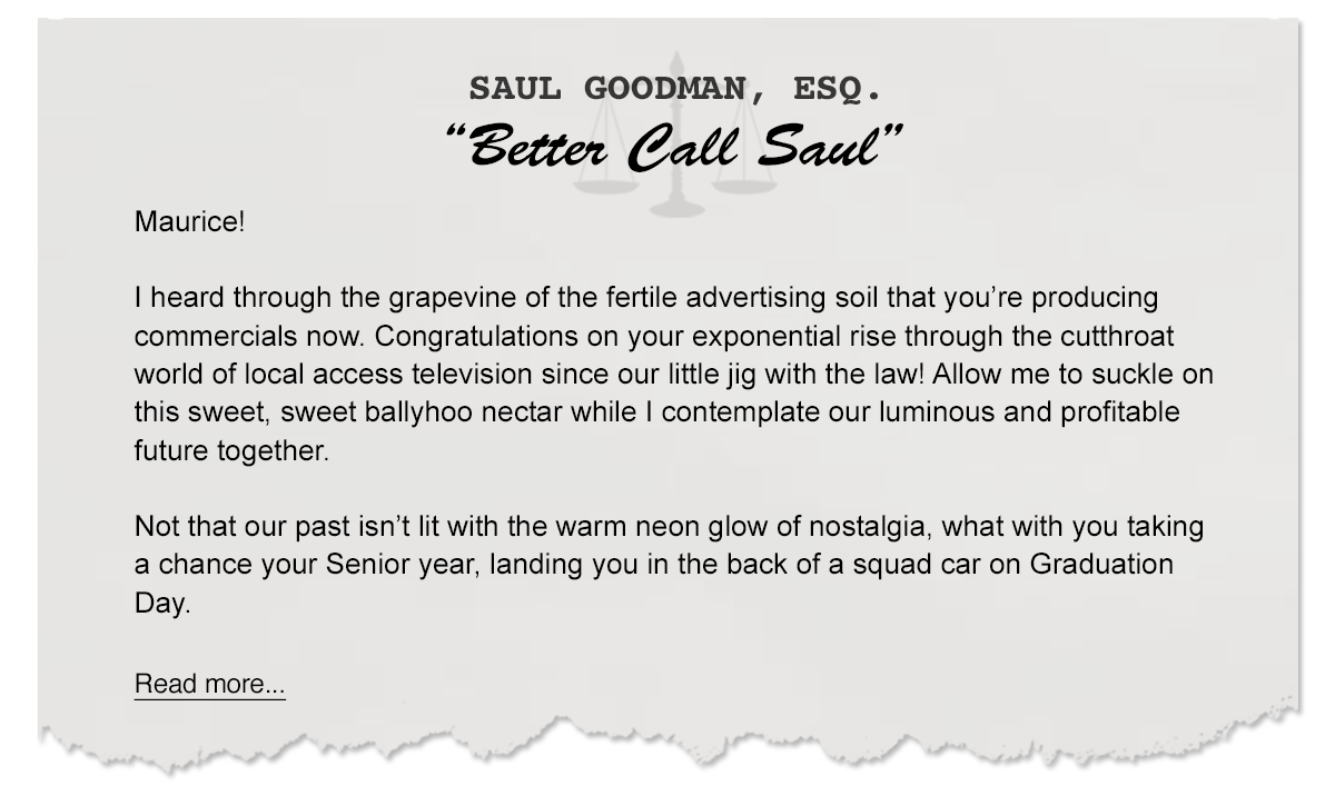 Letters From Saul – How to Make a Great Commercial