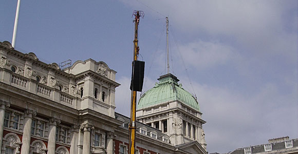 Speaker on a crane Speaker on a crane