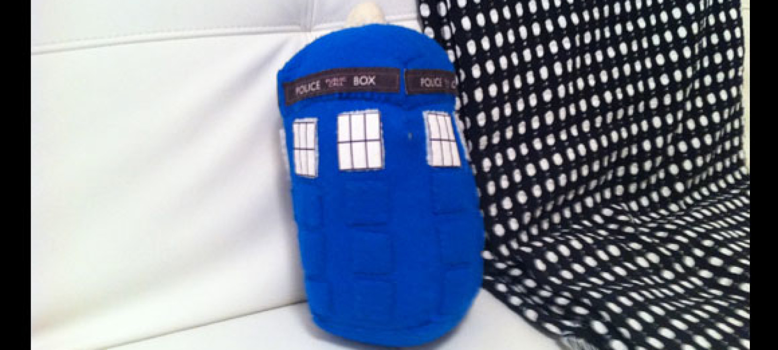 With The Nerdist special premiering tonight (September 24) at 10/9c with guests Matt Smith and Craig Ferguson, Nerdist host Chris Hardwick has generously agreed to open up his personal collection of Doctor Who items. Many of them are gifts from some astonishingly creative fellow Whovians. The TARDIS pillow was handmade by Emily Greenhause (@HeatherMason76).