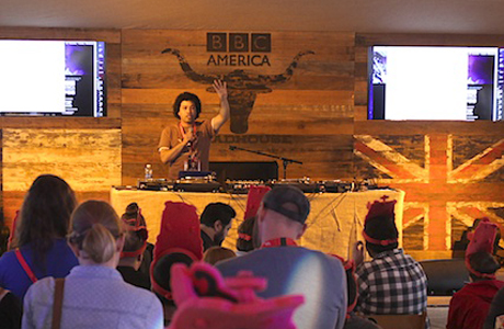 BBCA's Kenyatta Cheese mans the DJ booth in the Roadhouse fort.