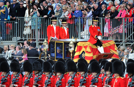 Queen Elizabeth II makes her departure. (AP)