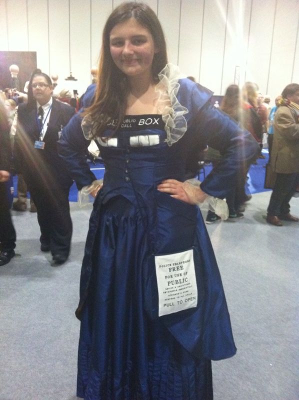Rebecca P. in a TARDIS dress handmade by her mom. (Photo: Karen Parks)