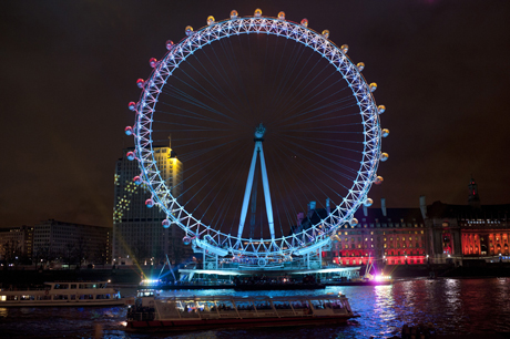 The London Eye is all sorts of lit up. (AP Images/Rex Features)