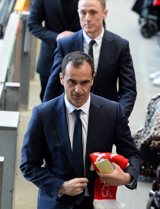 Soccer - Hillsborough 25th Anniversary Memorial Service - Anfield. Everton's Manager Roberto Martinez leaves the Hillsborough 25th Anniversary Memorial Service at Anfield Stadium, Liverpool. Picture date: Tuesday April 15, 2014. See PA story SOCCER Hillsborough. Photo credit should read: Martin Rickett/PA Wire URN:19578883