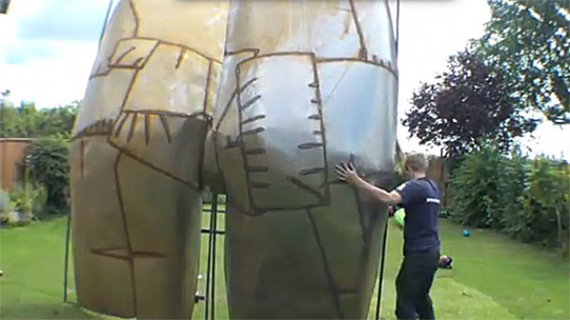 Colin Furze making his enormous metal bum