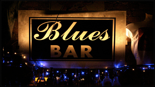 Ain't Nothin' But's "Blues Bar" sign inside the pub.