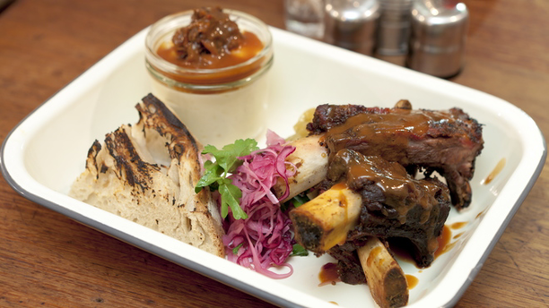 Ribs, chargrilled bread, and dessert at Pitt Cue Co. (Time Out)