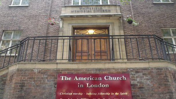 The exterior of London's American International Church. (tiredoflondontiredoflife.com)