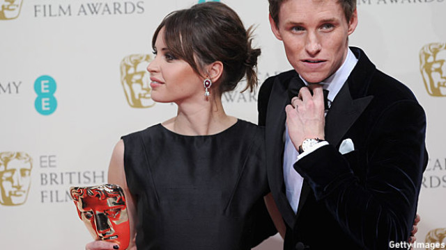 Felicity, Eddie and their new friend Bafta (Pic: Stuart C. Wilson/Getty Images)