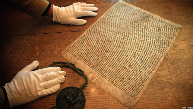 A facsimilie copy of the 1215 Magna Carta (Pic: Matt Cardy/Getty Images)
