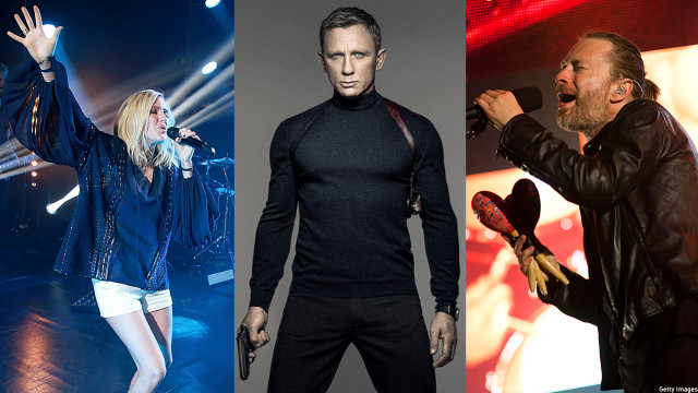 Ellie Goulding, Daniel Craig and Thom York of Radiohead (Pics: Chris Jackson/MGM/Marc Grimwade/Getty Images)